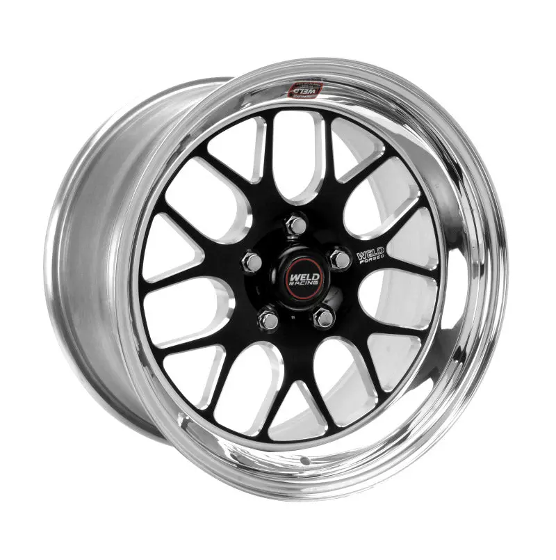 Weld S77 Drag Racing Wheel – 17X10.5 Inch, 5X4.75 Bolt Circle, 8.3In Backspace, Medium-Pad Black Finish (Non-Beadlock) 1