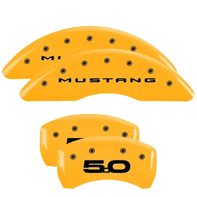 Mgp Engraved Red Caliper Covers For 2015 Ford Mustang – Rear-Specific Set With Silver Chrome Accent 1