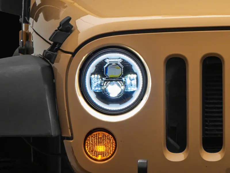 Raxiom Axial 7-Inch Led Headlights For Jeep Wrangler Jk (2007–2018) – Black Housing, Clear Lens, Integrated Drl & Turn Signals 1