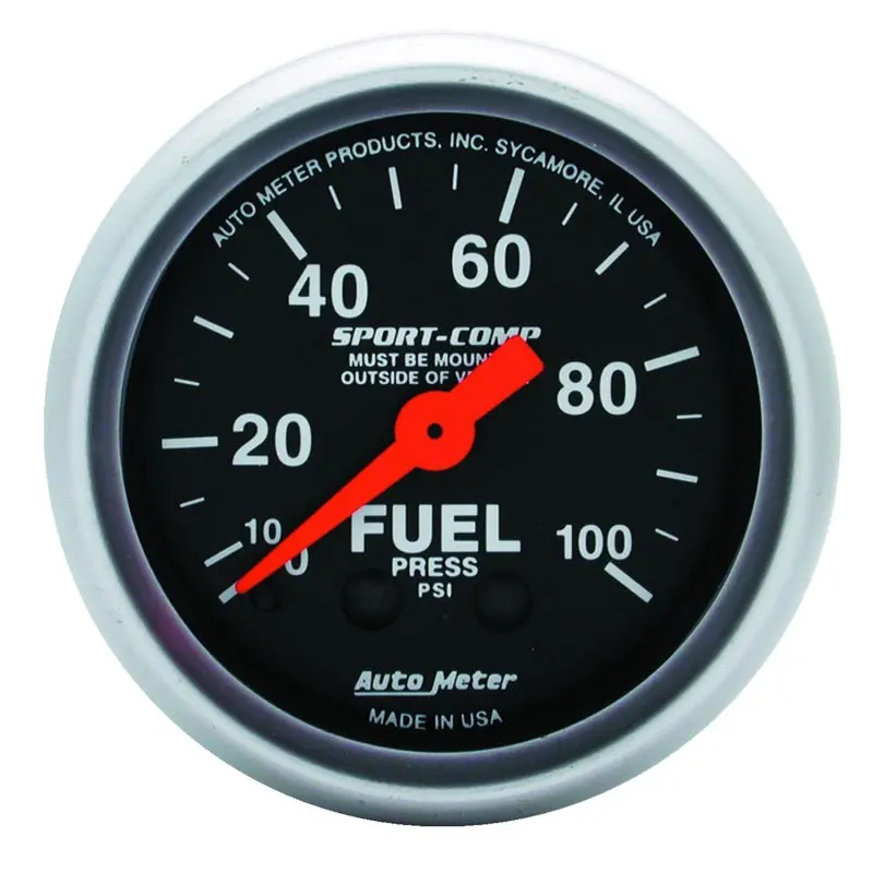 Autometer Sport-Comp Mechanical Fuel Pressure Gauge – 52Mm, 0–100 Psi, 12V Compatible 1