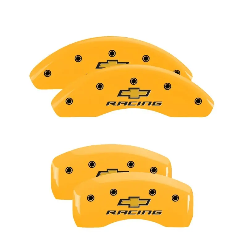 Mgp Engraved 4-Piston Caliper Covers – Front & Rear, Impala Yellow Finish With Black Contrast 2