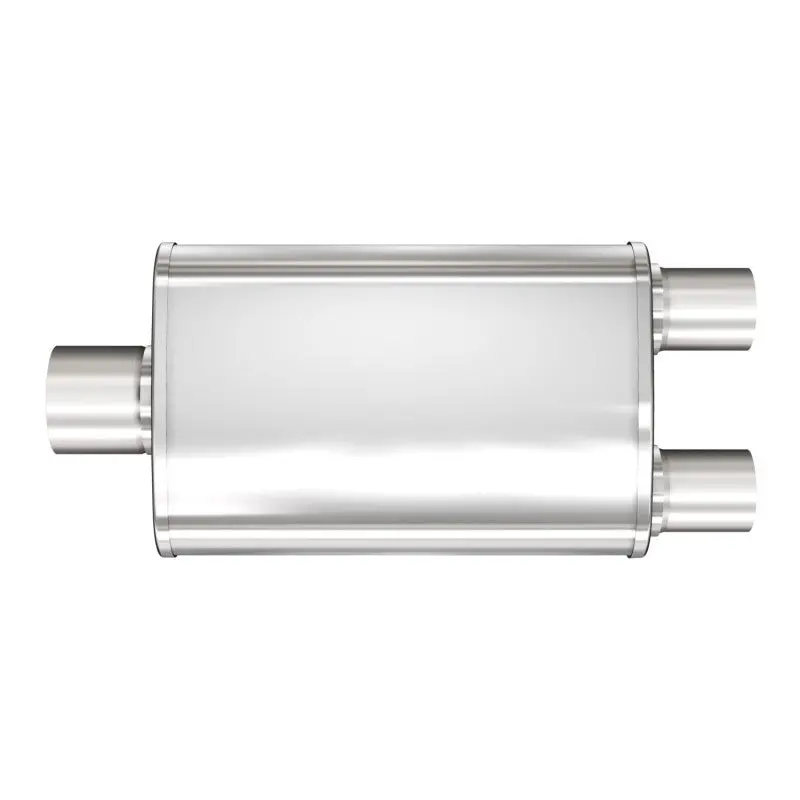 Magnaflow Turbo-Style Stainless Steel Muffler – 4-Inch Inlet/Outlet, 9-Inch Body, 18.5-Inch Overall Length 1