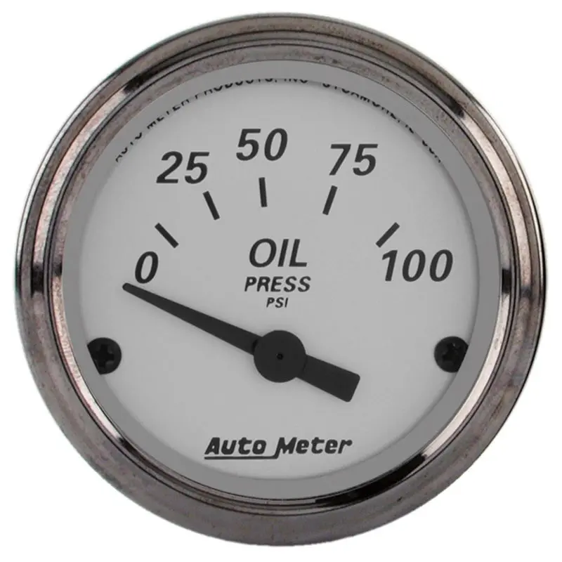 Autometer American Platinum Oil Pressure Gauge – 2-1/16", 0–100 Psi, Electric, Brushed Stainless Housing 1