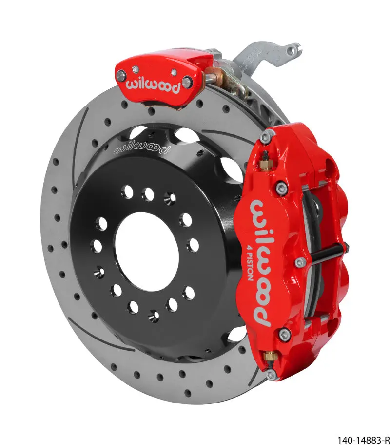 Wilwood Narrow Superlite 4R-Mc4 Rear Brake Kit – 12.88 In Drilled Rotor, Red Calipers – Fits 1988–1996 Chevy Corvette C4 1