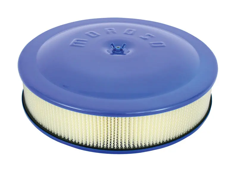 Moroso Blue Powder-Coated Aluminum Racing Air Cleaner – 14" X 3" High-Flow Filter 1