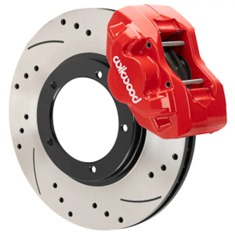 Wilwood 75-83 Porsche 911 D45 11.10In. Front Brake Kit W/ Flex Lines - Drilled Rotors (Red) 1